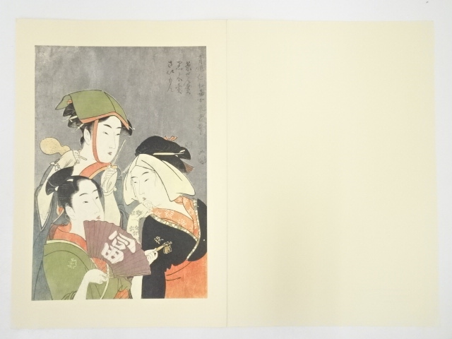 JAPANESE ART / PRINTED / UTAMARO / THREE NIWAKA PERFORMERS